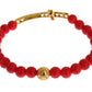 Nialaya Elegant Gold and Red Coral Beaded Bracelet