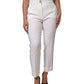 Dolce & Gabbana White Wool High Waist Tapered Pants
