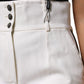 Dolce & Gabbana White Wool High Waist Tapered Pants
