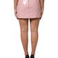 Dolce & Gabbana Glossy Pink Cotton Mid Waist Mini Skirt