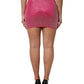 Dolce & Gabbana Pink Rhinestone Embellished Logo Mini Skirt