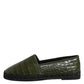 Dolce & Gabbana Green Exotic Leather Espadrilles Slip On Shoes