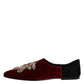 Dolce & Gabbana Black Red Velvet Embellished Slip On Shoes