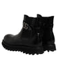 Dolce & Gabbana Black Belted DG Logo Men Chelsea Boots Shoes