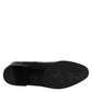 Dolce & Gabbana Black Leather Flats Logo Short Boots Shoes