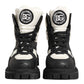 Dolce & Gabbana Black White Padded Lace Up Short Boots Shoes