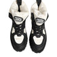 Dolce & Gabbana Black White Padded Lace Up Short Boots Shoes