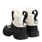 Dolce & Gabbana Black White Padded Lace Up Short Boots Shoes