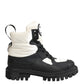 Dolce & Gabbana Black White Padded Lace Up Short Boots Shoes