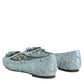 Dolce & Gabbana Blue Lace Crystal Ballet Flats Loafers Shoes