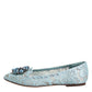 Dolce & Gabbana Blue Lace Crystal Ballet Flats Loafers Shoes