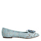 Dolce & Gabbana Blue Lace Crystal Ballet Flats Loafers Shoes