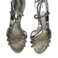 Dolce & Gabbana Silver Strass Ankle Strap Heels Sandals Shoes