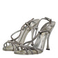 Dolce & Gabbana Silver Strass Ankle Strap Heels Sandals Shoes
