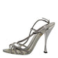 Dolce & Gabbana Silver Strass Ankle Strap Heels Sandals Shoes