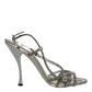 Dolce & Gabbana Silver Strass Ankle Strap Heels Sandals Shoes