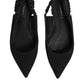 Dolce & Gabbana Black Crystal Charmeuse Slingback Shoes