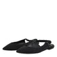 Dolce & Gabbana Black Crystal Charmeuse Slingback Shoes