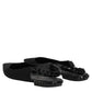 Dolce & Gabbana Black Crystal Charmeuse Slingback Shoes