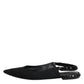 Dolce & Gabbana Black Crystal Charmeuse Slingback Shoes