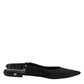 Dolce & Gabbana Black Crystal Charmeuse Slingback Shoes