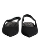 Dolce & Gabbana Black Crystal Charmeuse Slingback Shoes