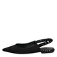 Dolce & Gabbana Black Crystal Charmeuse Slingback Shoes