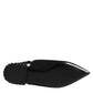 Dolce & Gabbana Black Crystal Charmeuse Slingback Shoes