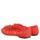Dolce & Gabbana Orange Lace Crystal Ballet Flats Loafers Shoes