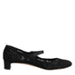 Dolce & Gabbana Black Vally Taormina Floral Lace Pumps Shoes