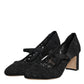 Dolce & Gabbana Black Mary Jane Taormina Lace Pumps Shoes