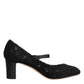 Dolce & Gabbana Black Mary Jane Taormina Lace Pumps Shoes