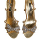 Dolce & Gabbana Gold Strass Ankle Strap Heels Sandals Shoes