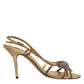 Dolce & Gabbana Gold Strass Ankle Strap Heels Sandals Shoes
