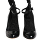 Dolce & Gabbana Black Leather Lace Socks Heels Pumps Shoes