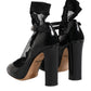 Dolce & Gabbana Black Leather Lace Socks Heels Pumps Shoes