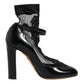 Dolce & Gabbana Black Leather Lace Socks Heels Pumps Shoes