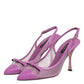 Dolce & Gabbana Purple Leather Mesh High Heels Slingback Shoes
