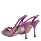 Dolce & Gabbana Purple Leather Mesh High Heels Slingback Shoes