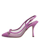 Dolce & Gabbana Purple Leather Mesh High Heels Slingback Shoes