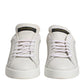 Dolce & Gabbana White Gold Leather Low Top Sneakers Shoes
