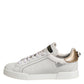 Dolce & Gabbana White Gold Leather Low Top Sneakers Shoes