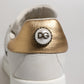 Dolce & Gabbana White Gold Leather Low Top Sneakers Shoes