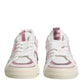 Dolce & Gabbana White Pink Leather Low Top Sneakers Shoes