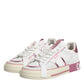 Dolce & Gabbana White Pink Leather Low Top Sneakers Shoes