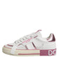 Dolce & Gabbana White Pink Leather Low Top Sneakers Shoes