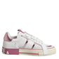 Dolce & Gabbana White Pink Leather Low Top Sneakers Shoes