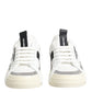 Dolce & Gabbana White Black Leather Low Top Sneakers Shoes