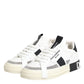 Dolce & Gabbana White Black Leather Low Top Sneakers Shoes