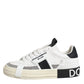 Dolce & Gabbana White Black Leather Low Top Sneakers Shoes